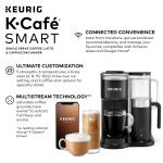 Keurig K-Café SMART Single Serve Coffee & Espresso Maker - Latte/Cappuccino Machine with Milk Frother - Works with K-Cup Pods - Black