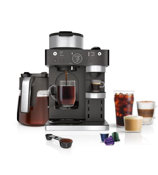 Ninja Coffee Barista System – Nespresso Compatible, 12-Cup Carafe & Milk Frother – Black/Stainless Steel (CFN601C, CA