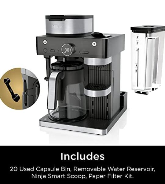 Ninja Coffee Barista System – Nespresso Compatible, 12-Cup Carafe & Milk Frother – Black/Stainless Steel (CFN601C, CA