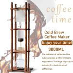 YDBMY 3000ml Commercial Ice Drip Cold Brew Coffee Maker with Stainless Steel Regulator