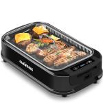 CUSIMAX Smokeless Indoor Electric Grill with Glass Lid & LED Display