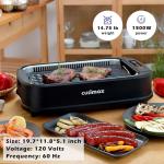 CUSIMAX Smokeless Indoor Electric Grill with Glass Lid & LED Display