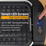 CUSIMAX Smokeless Indoor Electric Grill with Glass Lid & LED Display