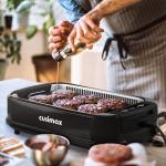 CUSIMAX Smokeless Indoor Electric Grill with Glass Lid & LED Display