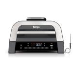 Ninja Foodi Smart XL Indoor Grill – 6-in-1 Air Fryer, Roaster & Dehydrator – Smart Thermometer, 2nd Gen, Black/Silver (DG551)