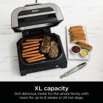 Ninja Foodi Smart XL Indoor Grill – 6-in-1 Air Fryer, Roaster & Dehydrator – Smart Thermometer, 2nd Gen, Black/Silver (DG551)