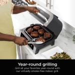 Ninja Foodi Smart XL Indoor Grill – 6-in-1 Air Fryer, Roaster & Dehydrator – Smart Thermometer, 2nd Gen, Black/Silver (DG551)