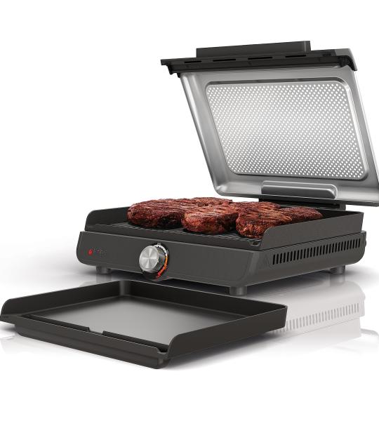 Ninja 14’’ Electric Griddle & Grill – 500°F Even Cooking, Nonstick, Dishwasher Safe – For Steak, Burgers, Pancakes – Silver (GR101)