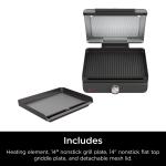 Ninja 14’’ Electric Griddle & Grill – 500°F Even Cooking, Nonstick, Dishwasher Safe – For Steak, Burgers, Pancakes – Silver (GR101)