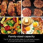 Ninja 14’’ Electric Griddle & Grill – 500°F Even Cooking, Nonstick, Dishwasher Safe – For Steak, Burgers, Pancakes – Silver (GR101)