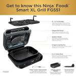 Ninja Foodi Smart XL 6-in-1 Indoor Grill & Air Fryer – Roast, Bake, Broil, Dehydrate – Smart Thermometer, Black/Silver (FG551
