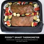 Ninja Foodi Smart XL 6-in-1 Indoor Grill & Air Fryer – Roast, Bake, Broil, Dehydrate – Smart Thermometer, Black/Silver (FG551